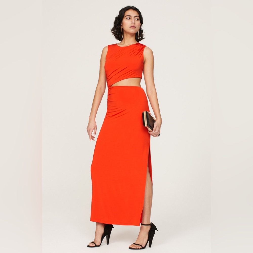 Atlein Collective Size Large Cutout Dress in Red Large Long Maxi Gown